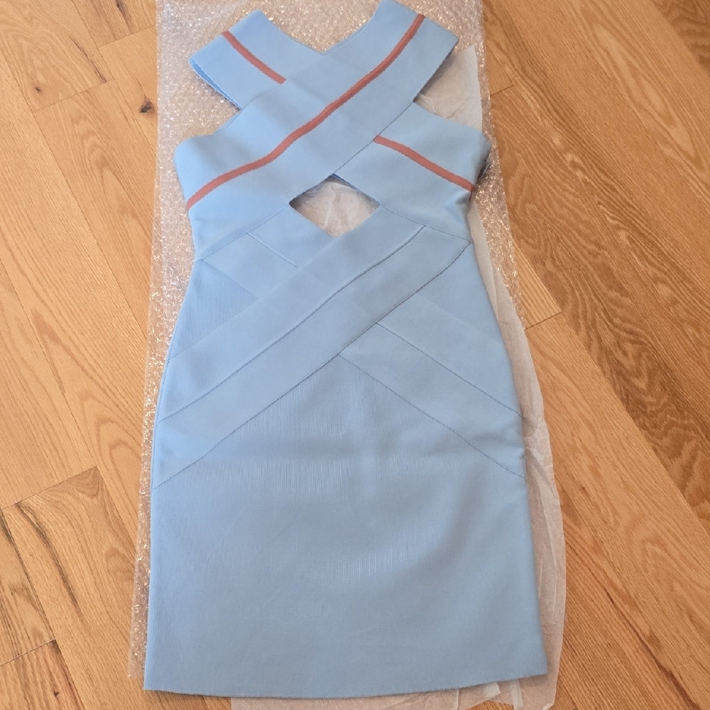 Elegant Blue Crisscross Dress